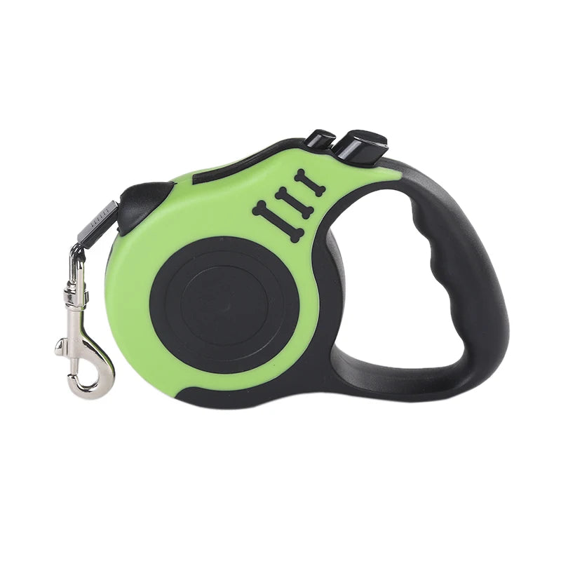 Retractable nylon dog leash for small dogs, 3m or 5m, showing a durable lead suitable for outdoor walking and hiking.