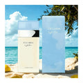 Light blue unisex perfume bottle from Dolci & Bana with fresh floral citrus notes, 100ml EDT, sleek and elegant design.