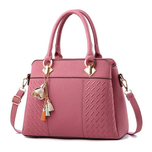 Large capacity SHOWLU FASHION STORE Yogodlns luxury embroidery PU leather tote bag with tassel, stylish and spacious for daily use