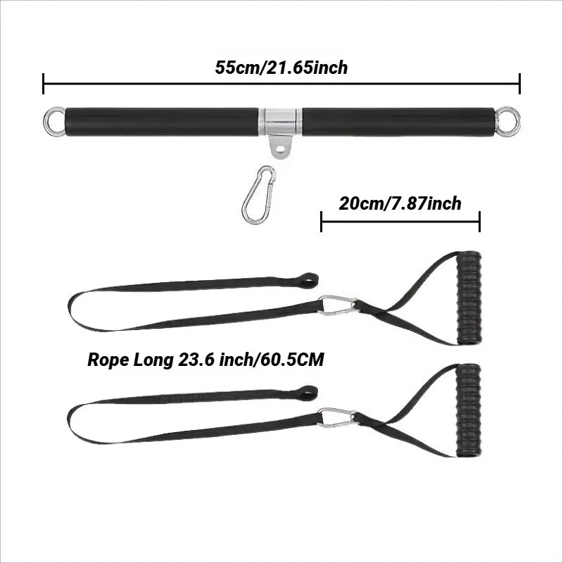 Showlu Tricep Rope attachment for lat pulldown, nylon strength trainer for fitness and strength workouts.
