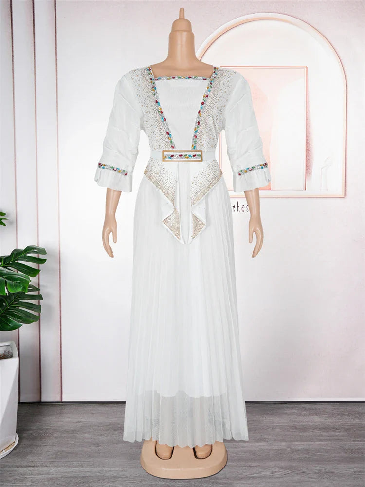 Showlu African Dashiki Ankara evening gown, women's kaftan party dress with vibrant patterns and flowing fit, stylish and elegant.