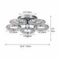 Modern Crystal Chandelier by Showlu Fashion Store featuring chrome finish and LED ceiling light, flush mount design with hanging crystal accents.