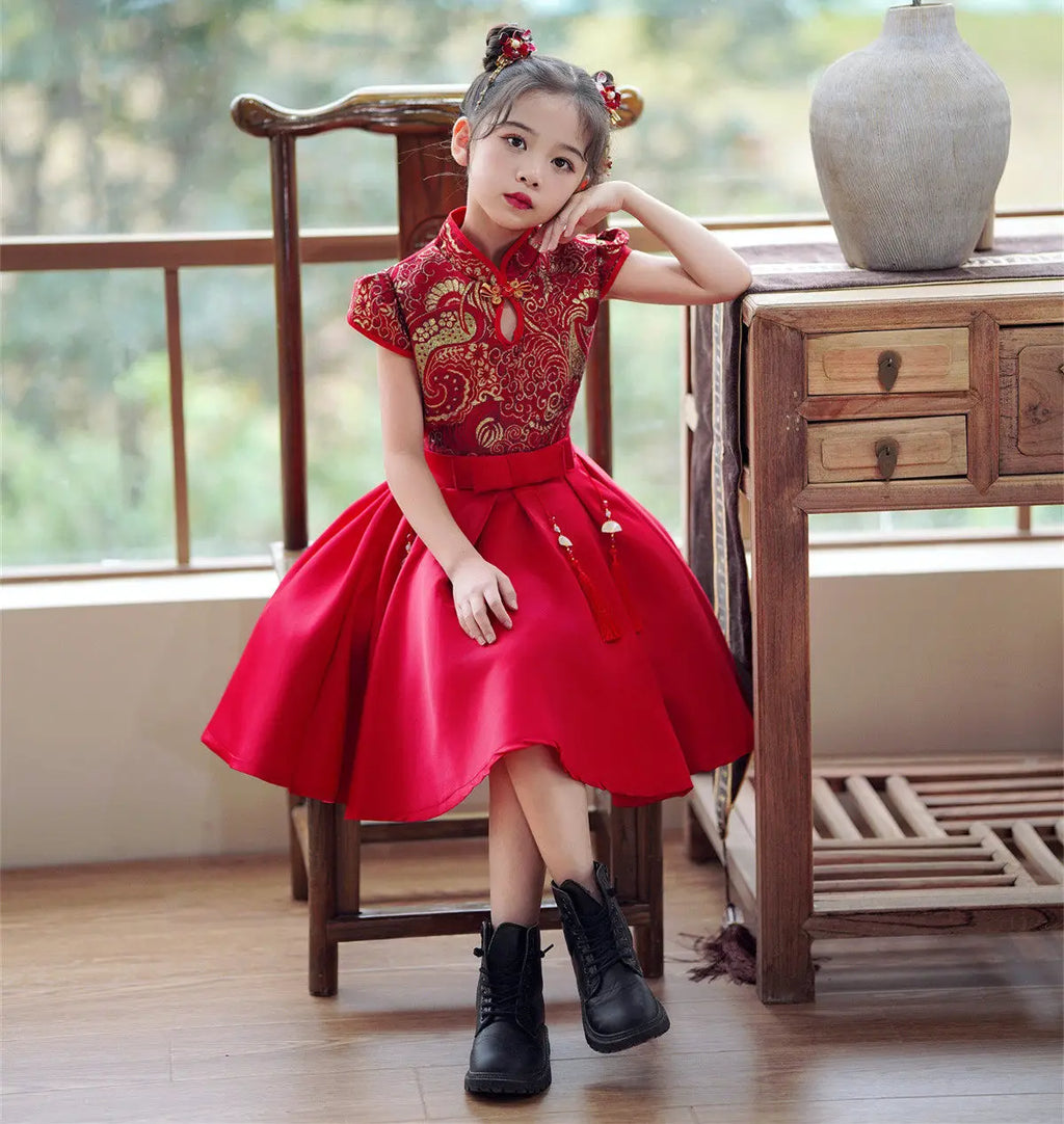Party Cosplay Performance Costumes Cheongsam Dress Chinese Dress Qipao Children Clothing Ethnic Style Girl New Year Kids Clothes
