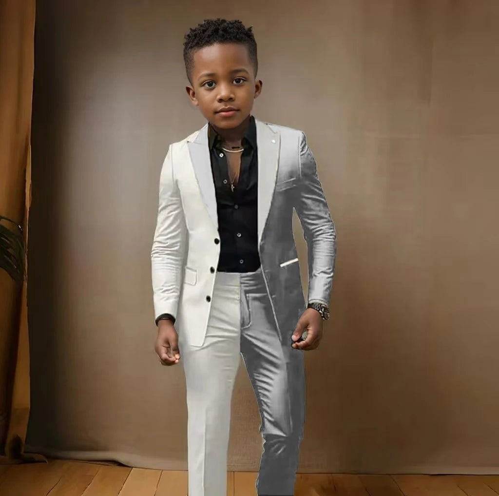 Boy blazer suit and pant set for ages 3-16, slim fit casual and wedding attire, suitable for birthdays and stage performances.