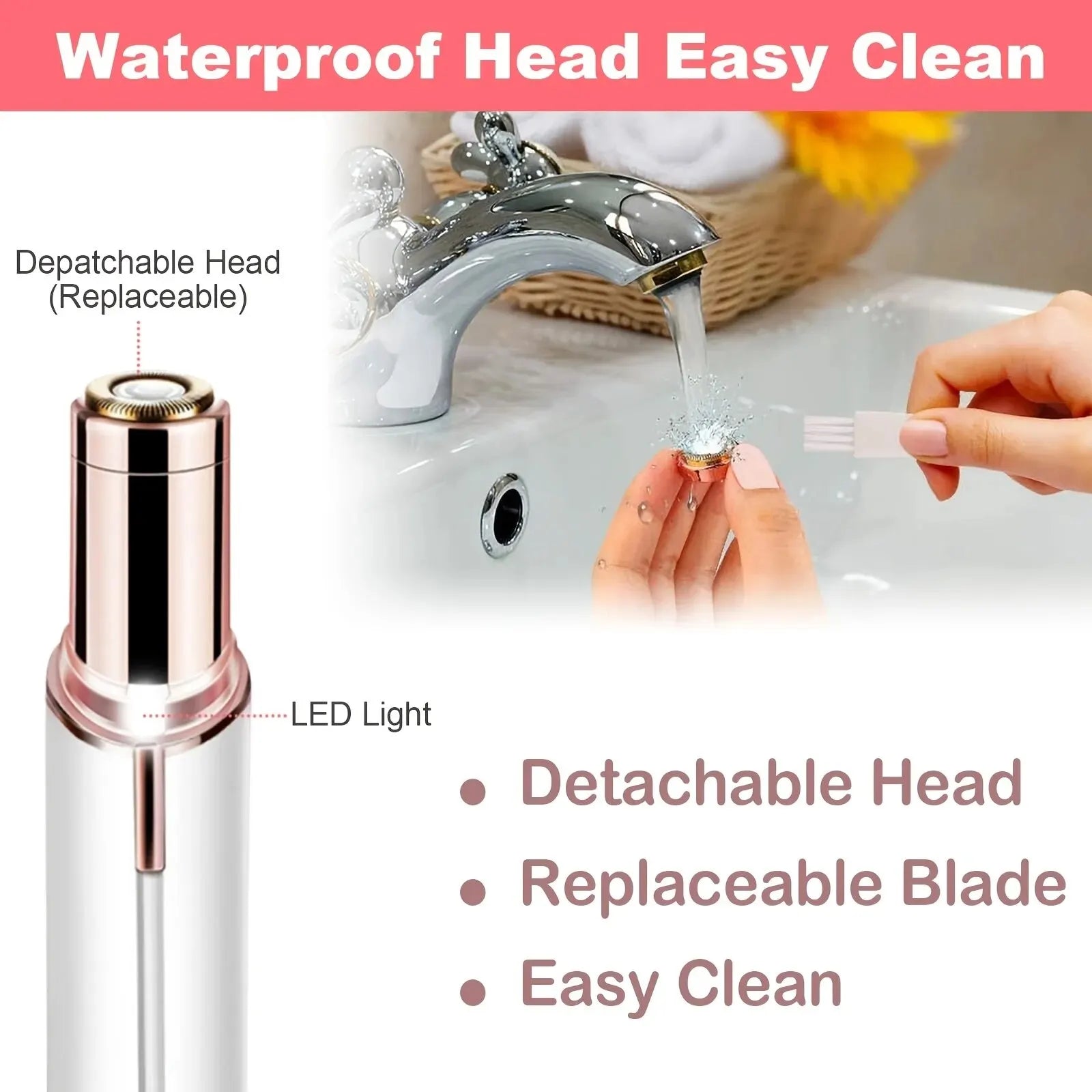 Portable electric facial hair remover by SHOWLU FASHION STORE, painless shaver for smooth skin and easy facial hair removal.