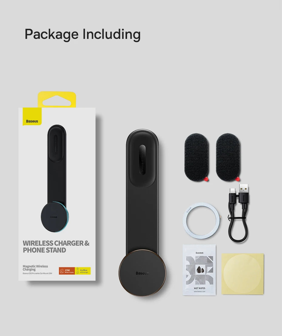 Magnetic foldable car phone holder for dashboard by Showlu Smart General, showing the holder with a smartphone attached and adjustable design