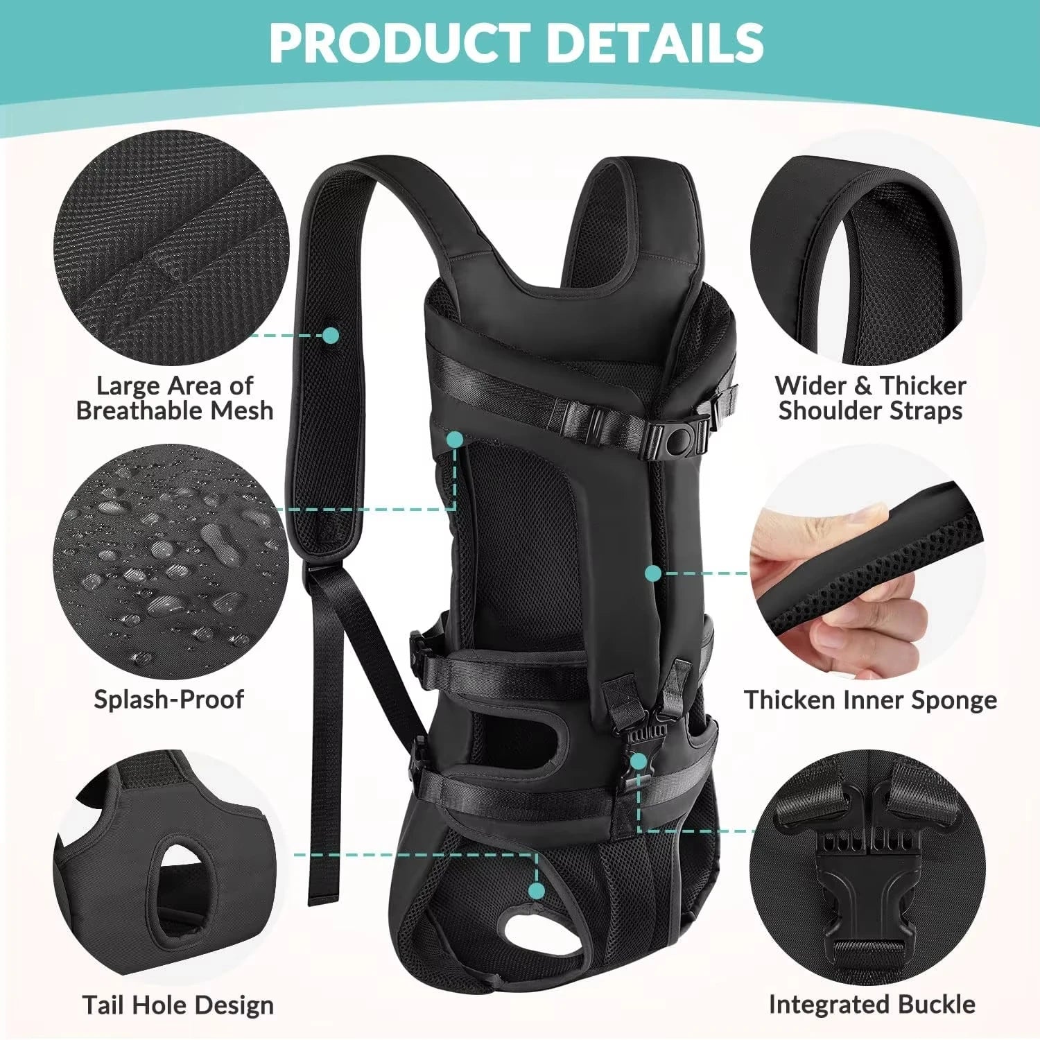 Showlu breathable nylon dog carrier backpack with adjustable straps, designed for comfortable pet transport and front carrying.