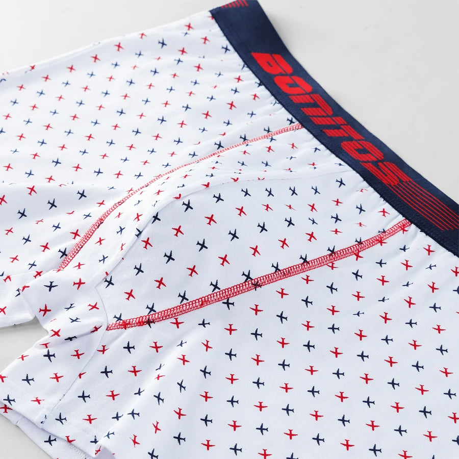 Men's cotton print boxer shorts by Showlu Fashion Store featuring soft knit fabric and comfortable, colorful underwear design.