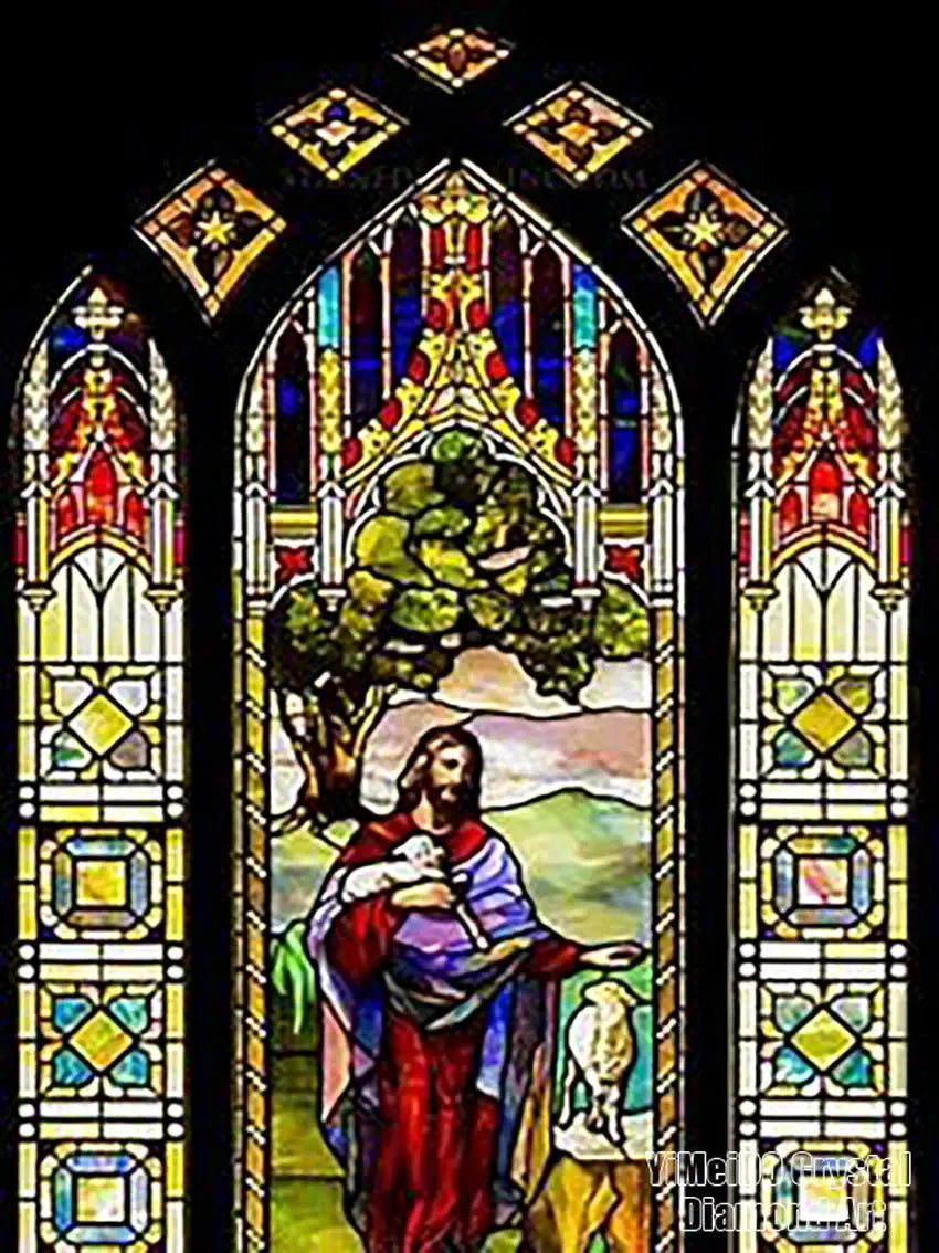 Jesus religious 5D diamond painting kit by Showlu Fashion Store featuring full resin embroidery and vibrant diamond details.