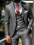 Dark blue SHOWLU men's 3-piece slim fit suit with cotton fabric, tailored for wedding tuxedo style, displayed on a hanger.
