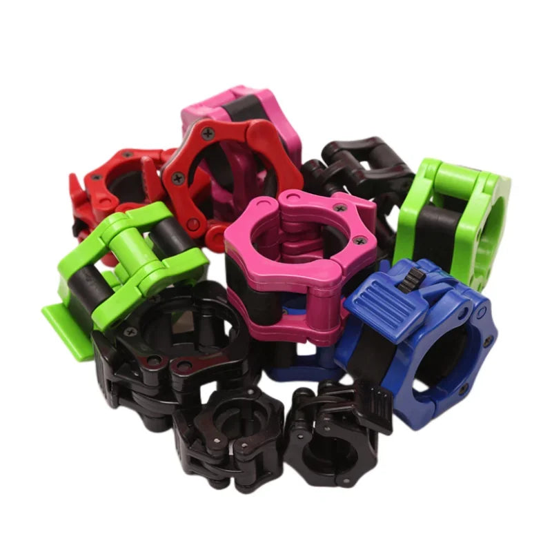 Showlu Fashion Store barbell clamps with quick release spin lock collars for weightlifting and strength training.