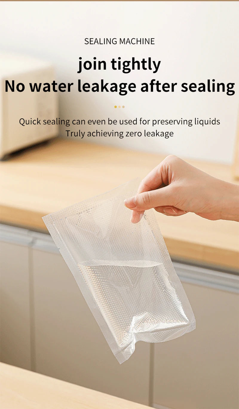 Showlu Smart General Mini Bag Sealer sealing a plastic bag in a kitchen setting, compact and portable kitchen appliance.