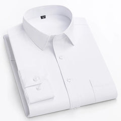 double collor Full shirts for men plus size slim fit formal plain shirt over size office clothes solid long-sleeve business tops