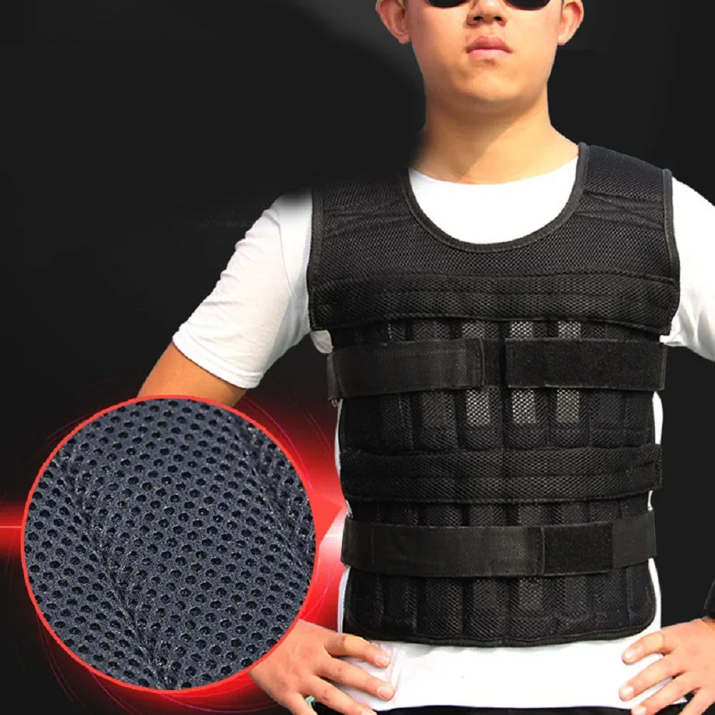 SHOWLU 20kg weighted vest for men, adjustable cotton training jacket with multiple weights for fitness and strength training.