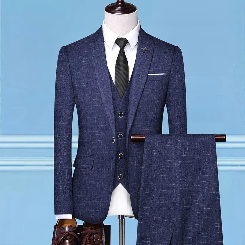 Boutique (Blazer + Vest + Trousers) Men's Fashion Business Slim A Variety of Elegant Gentlemen's Casual Dresses Formal 3-Piece