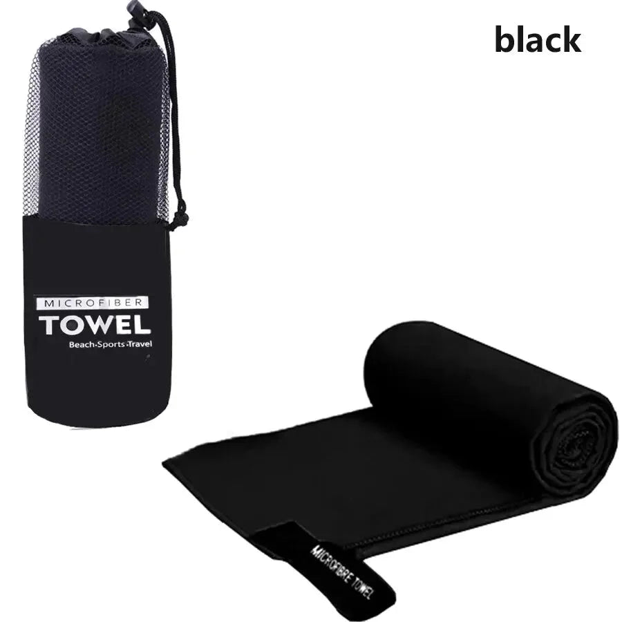 SHOWLU Quick-Dry Microfiber Sports Towel for gym, yoga, and camping, shown folded with vibrant blue color and soft texture.