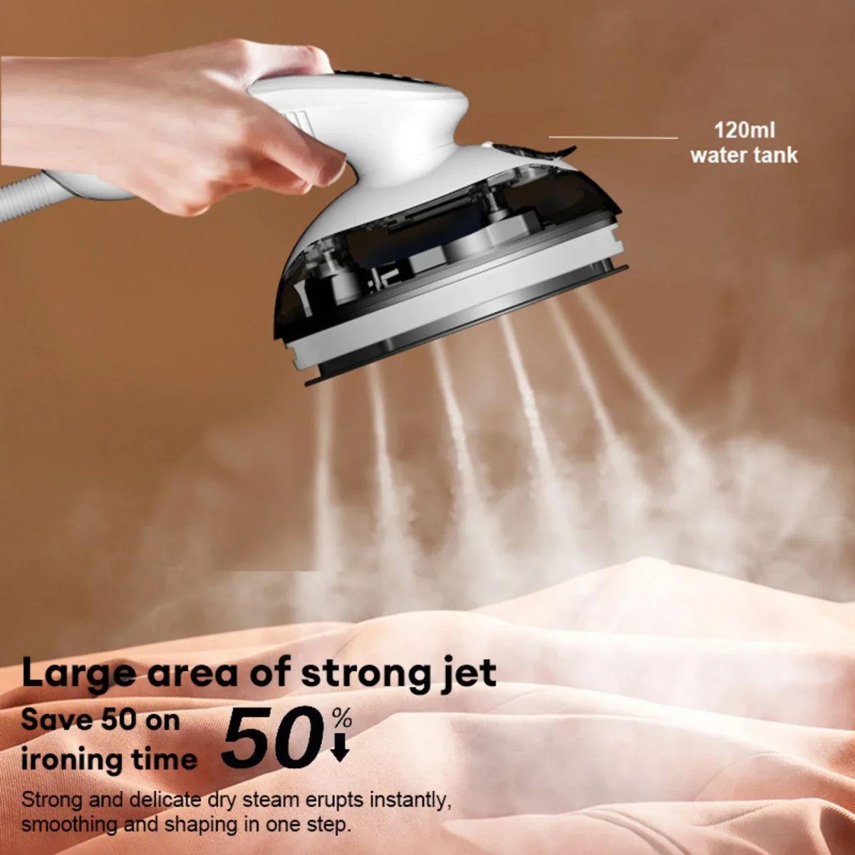 Showlu Smart General Tinsol 1100W portable garment steamer iron with a sleek design and handheld operation for quick wrinkle removal.