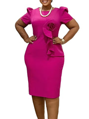 Summer Wedding Guest Dress 2025 Elegant Fitted Short Sleeve Sheath Dress for Women Modern Style