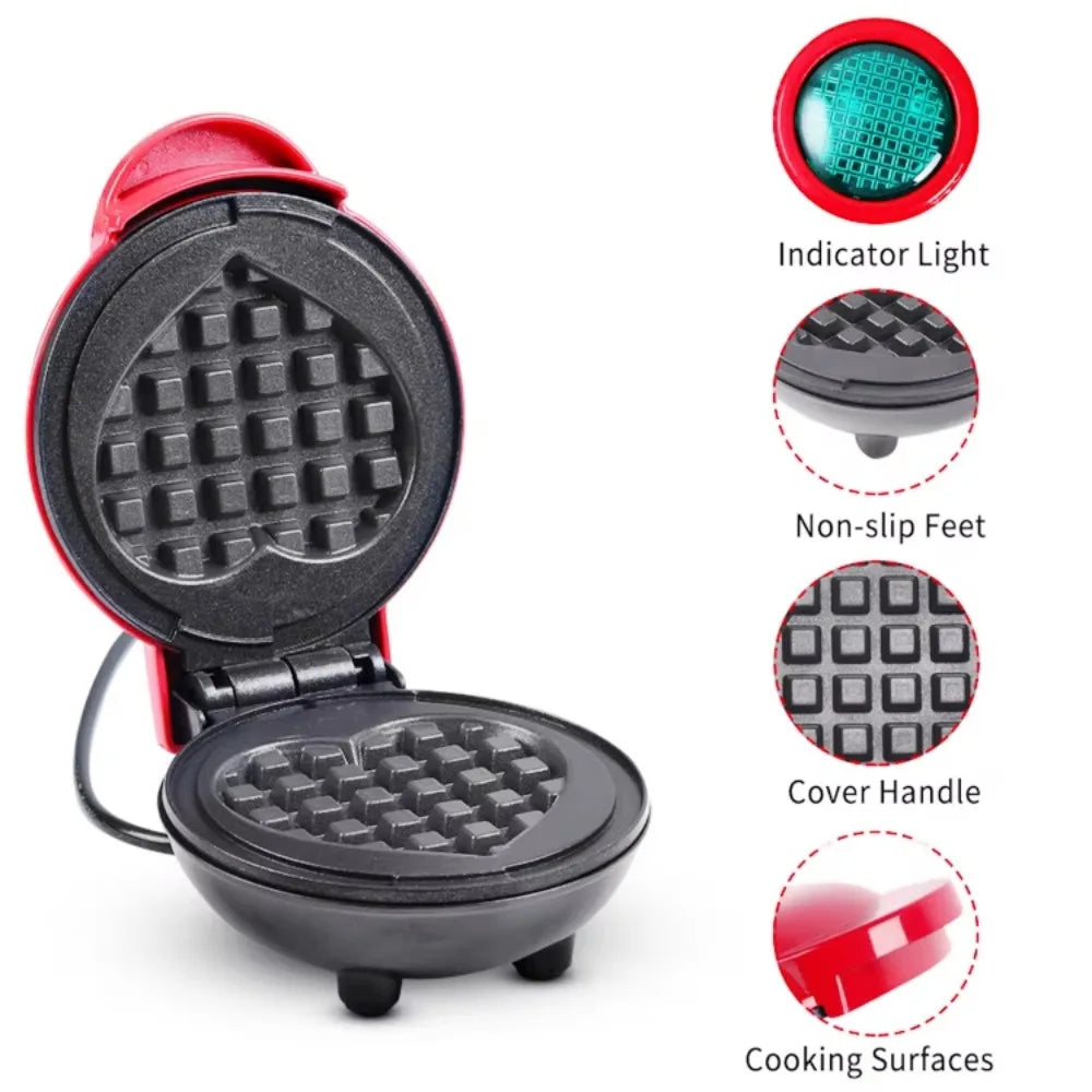 Showlu Smart General mini electric waffle maker with non-stick surface, compact 350W design for quick waffles.