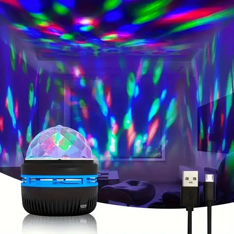 Showlu Smart Crystal Magic Ball LED night light illuminating with colorful, swirling lights in a sleek, transparent design.