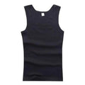 Men's sleeveless breathable cotton fitness tank top by Showlu Fashion Store, shown with a close-up of the fabric and fit.