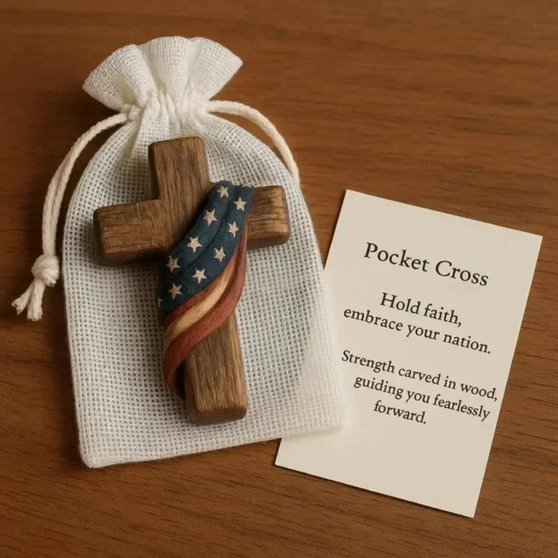 Portable wooden prayer cross gift from Showlu Fashion Store, featuring a quiet, inspiring design ideal for faith and friendship.