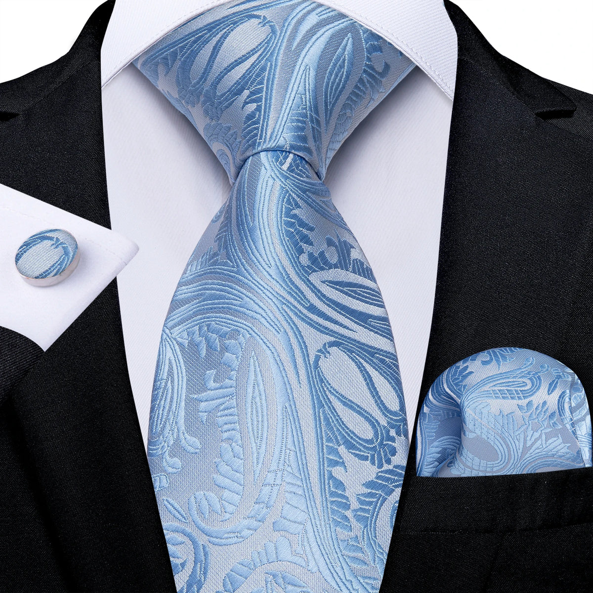 New Classic 100% Silk Men's Ties 8cm Blue Plaid Dot Striped Business Necktie Handkerchief Wedding Party Tie Set Gravatas DiBanGu