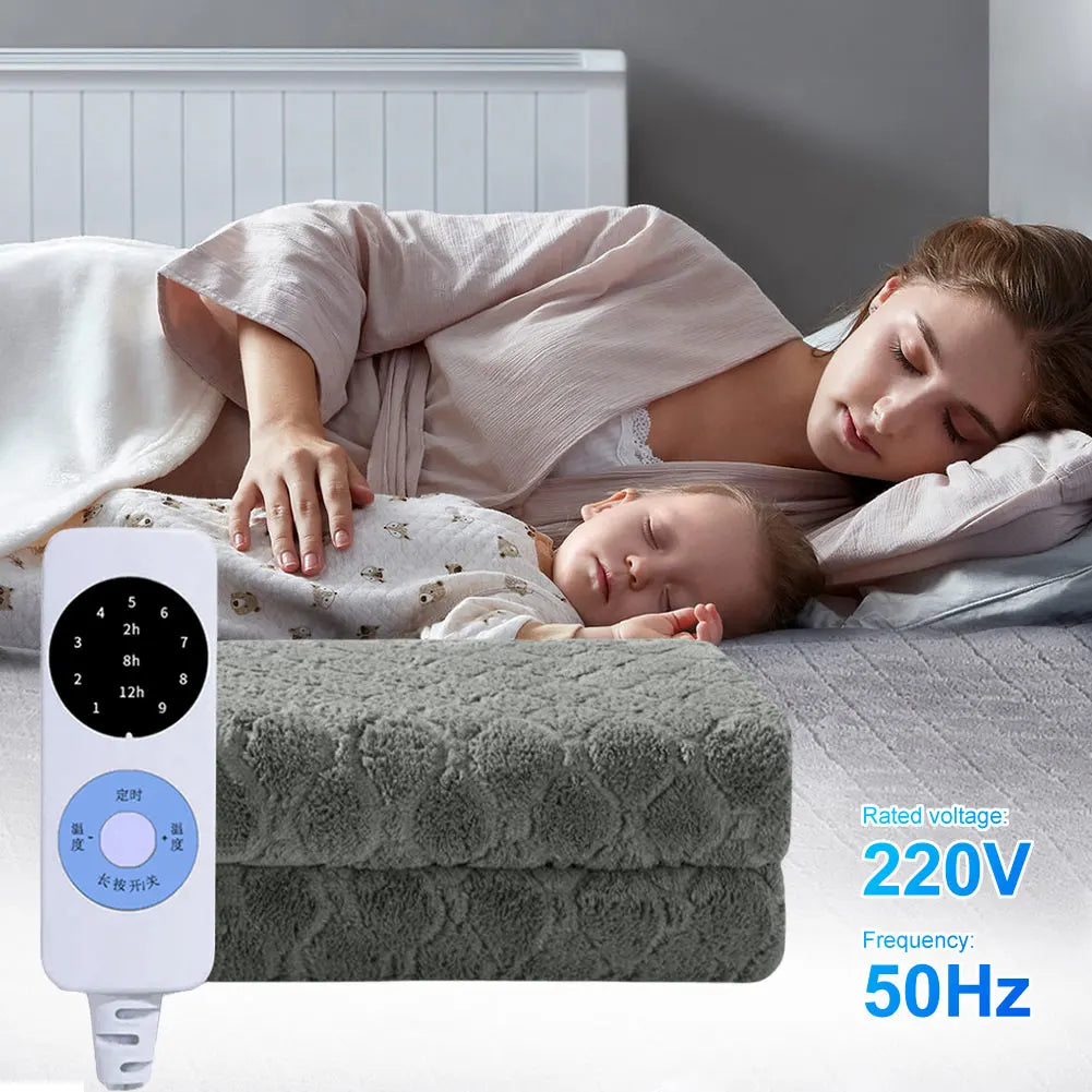 Showlu Smart electric heated blanket in plush fabric, showing a cozy winter throw with control panel for smart heating.