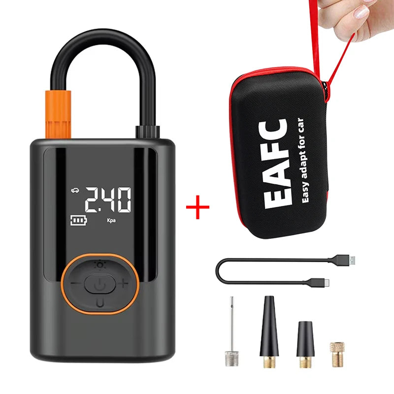 Showlu Smart General portable digital air compressor tire inflator with 12V wireless design and digital display for easy inflation.