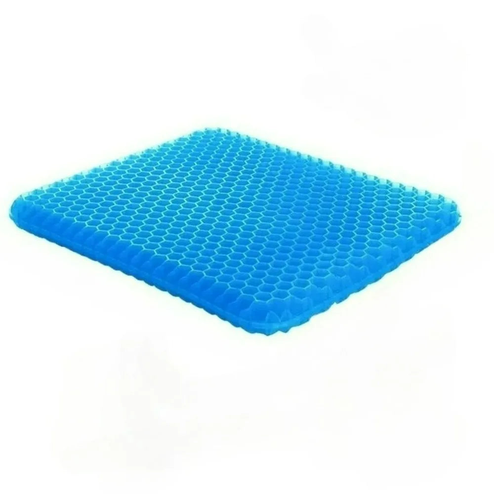 Showlu Smart cooling gel seat cushion with ergonomic design, blue gel pad providing comfort and support for office or home chairs.