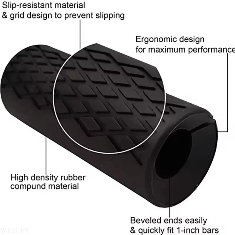 Silicone non-slip grip pad for fat barbell and dumbbell handles, enhancing grip and protection during weightlifting workouts