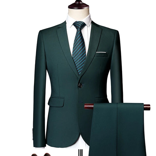 13 Color Basic Style Men's Casual Solid Color 3 Pieces Suits / Male One Button Blazers Jacker Coat Trousers Pants Vest Waistcoat