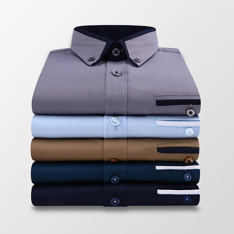 High Quality Stylish Casual Shirt Double Collar Striped Mens Dress Shirts Mens Long Sleeve Shirts non iron Double Collar Shirt