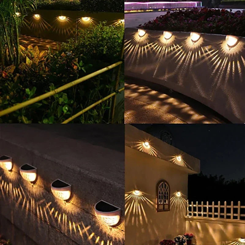 10-pack LED solar outdoor wall lamps, waterproof garden fence lights with festive festoon design, perfect for outdoor decoration.