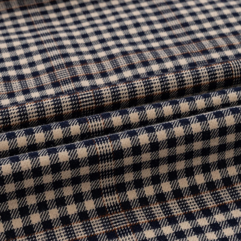 Men's flannel long sleeve cotton shirt with plaid pattern, soft brushed fabric, casual fit, England style by Showlu Fashion Store