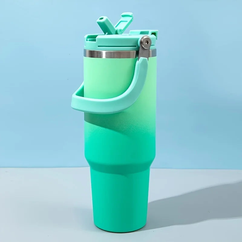 Large Capacity 304 Stainless Steel Vacuum Tumbler with Straw Handle Insulated Outdoor Car Cup for Travel Commuter