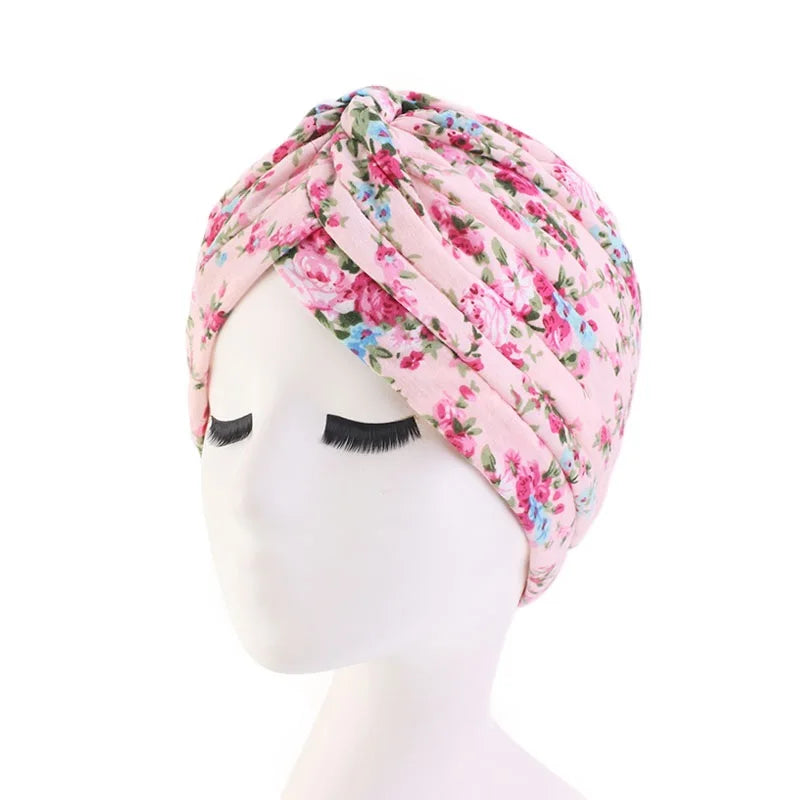 New Women Soft Floral Print Cotton Women Turban hats Fashion Banadans Cancer Headwrap Chemo Cap Head Wrap Hair Accessories SHOWLU FASHION STORE