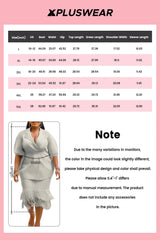 Plus Size Mother Of The Bride Grey Turndown Collar Flare 3/4 Sleeve Strappy Two Piece Skirt Sets