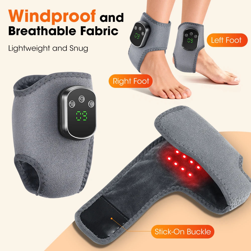 Showlu Fashion LED ankle massager with infrared heat, red light therapy, vibration, and muscle relaxation for pain relief.