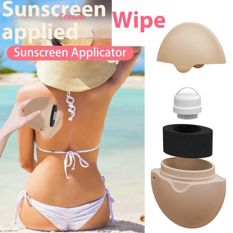 Refillable silicone suncream roller applicator with oval shape, stitching design, ideal for travel and skincare application.