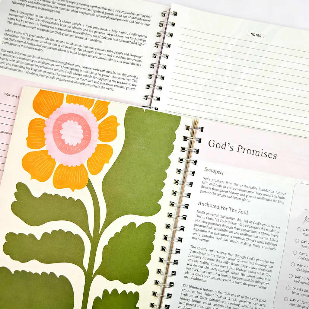 Spiral-bound Bible in a Year devotional journal for women by Showlu Fashion Store, featuring inspirational daily reading pages.
