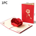 Showlu Fashion 3D pop-up rose Valentine's Day greeting card with intricate floral design and vibrant colors.