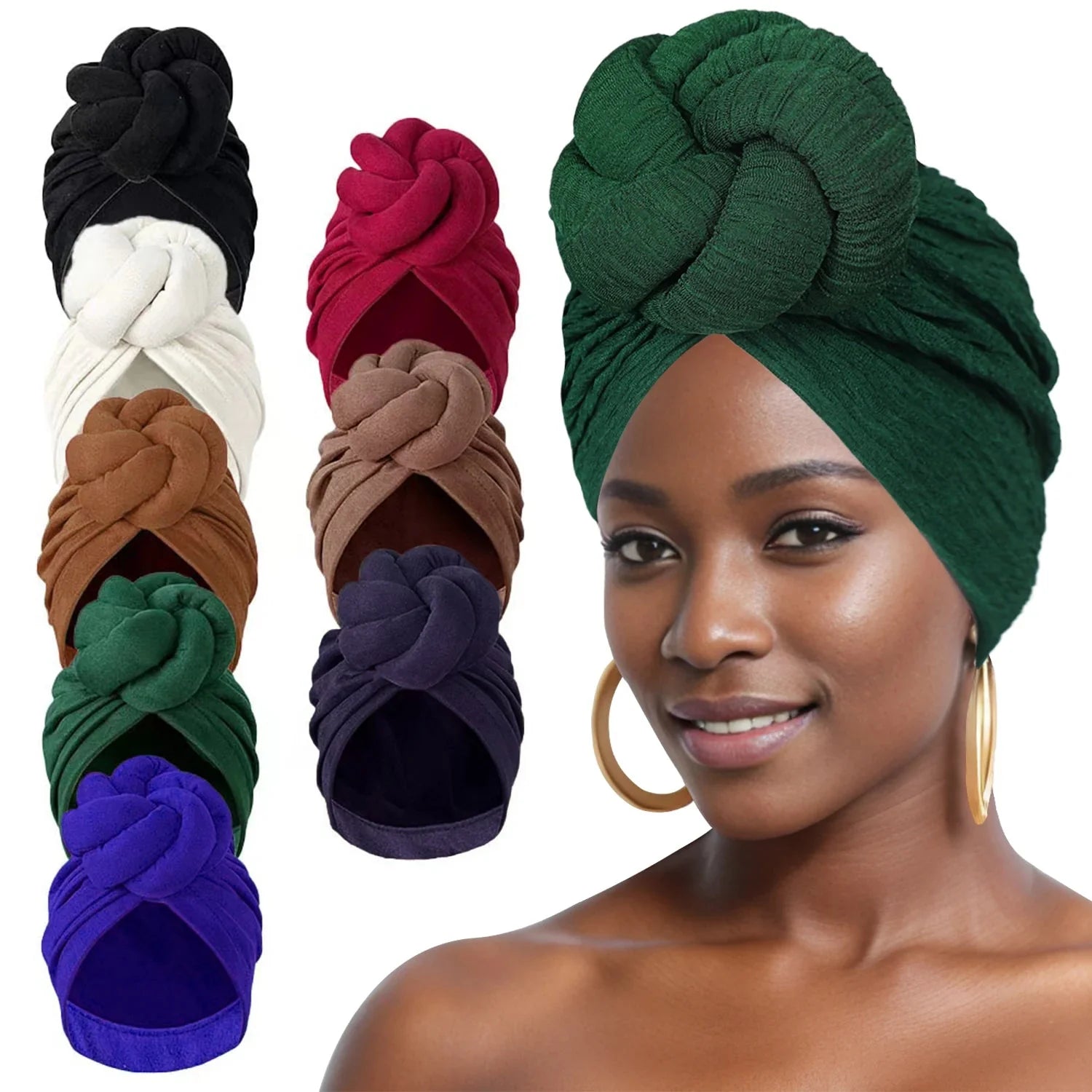 Showlu Fashion women's bubble cloth flower turban with elastic band, stylish daily hat for a comfortable, fashionable look