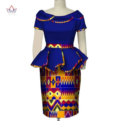 Africa Style Two Piece Short Set for Women Summer Dashiki Crop Top and Skirt Africa Clothes Bazin Halter Sexy Office Set WY5140