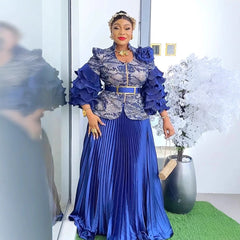 2025 Elegant Dress Women for Wedding Party Summer Autumn Africa V-neck Long Sleeve Evening Long Maxi Dress Gowns Africa Clothing