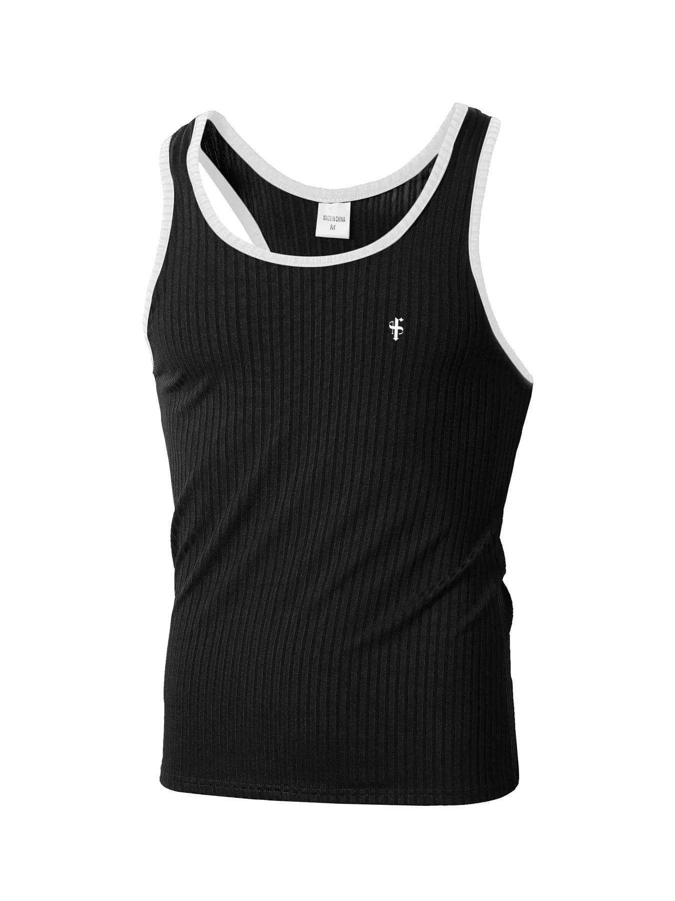 Men's quick-dry sleeveless gym tank top with vertical stripes by Showlu Fashion, ideal for active wear and workouts.