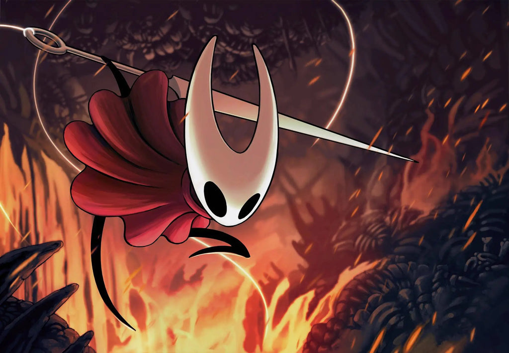 Hollow Knight canvas wall art featuring a modern video game poster with detailed artwork for home decor.