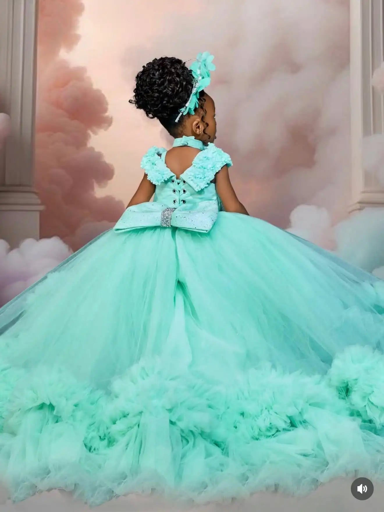 Luxury Green Flower Girl Dress For Wedding Customized Puffy Ball Gown Princess Kids Birthday Party First Holy Communion Dress