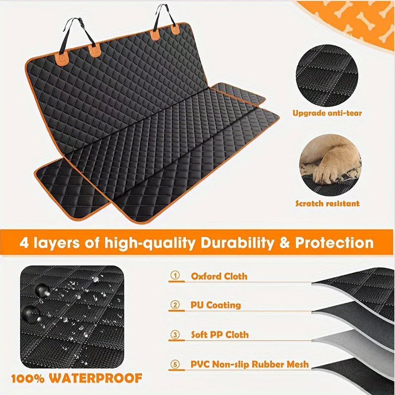 Showlu waterproof dog car seat cover in plaid nylon, designed as a pet travel hammock for car seats and safety.