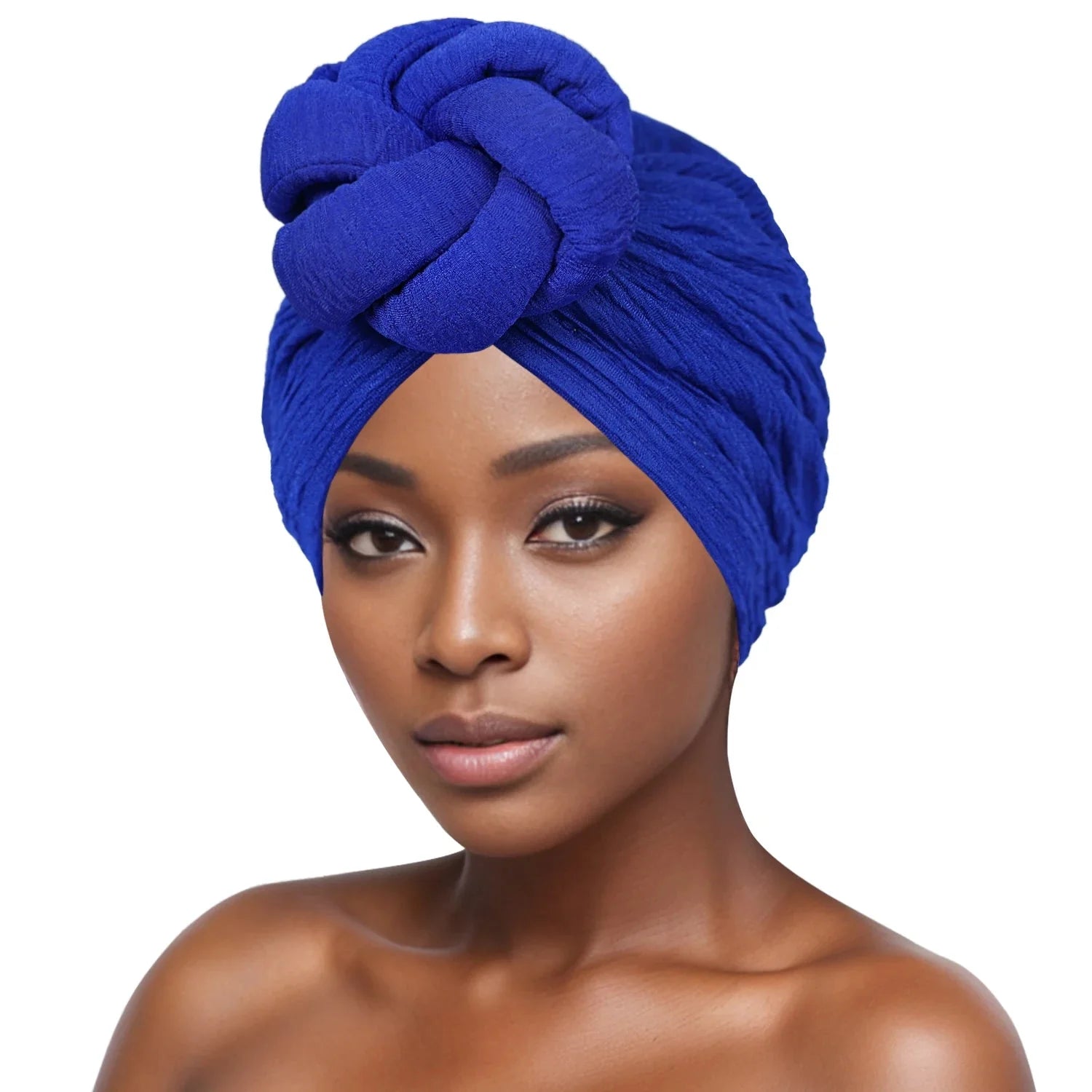 Showlu Fashion Women's bubble cloth flower turban with elastic band, stylish daily hat featuring a vibrant floral design.